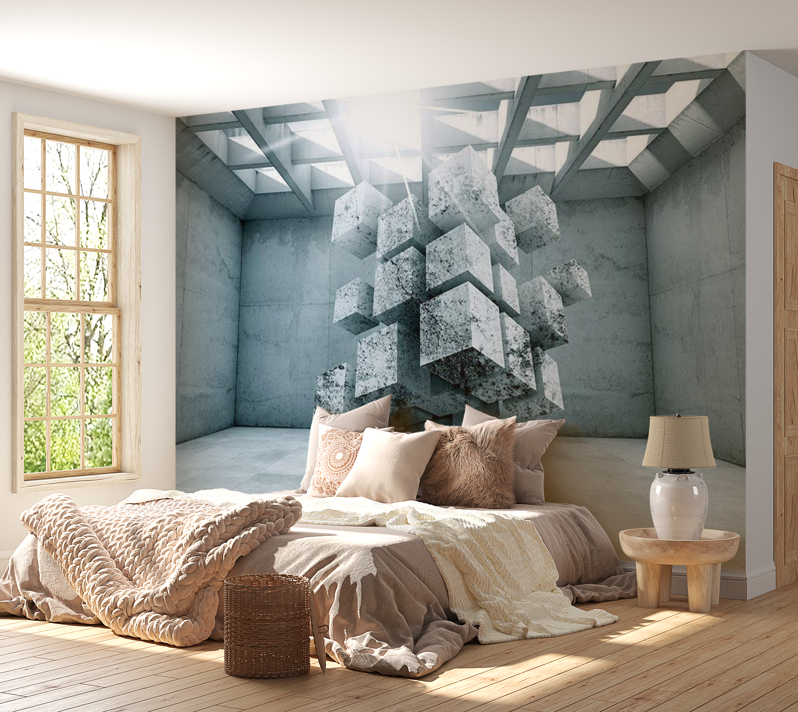 3D Illusion Wallpaper Wall Mural - Trapped In Space