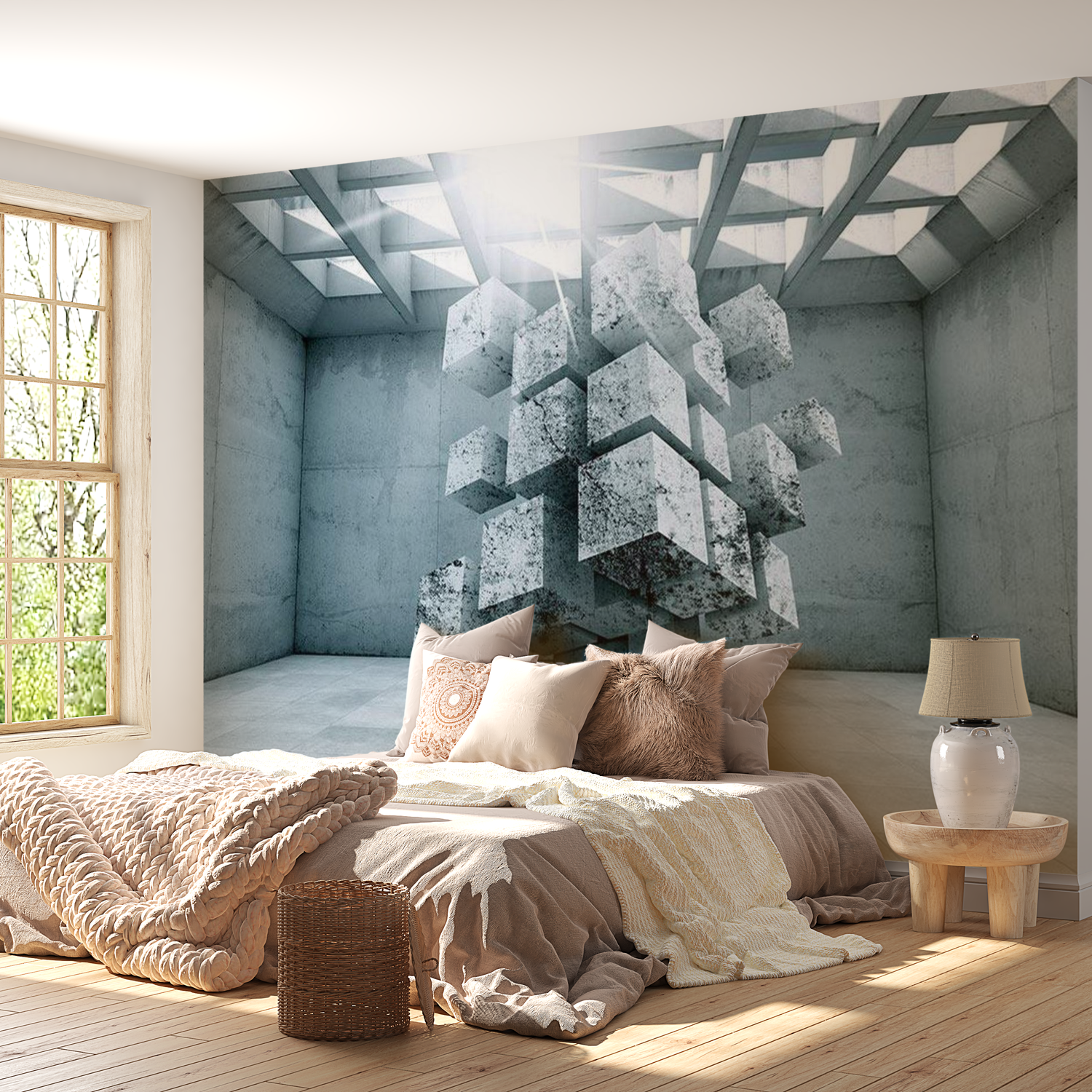 3D Illusion Wallpaper Wall Mural - Trapped In Space 39"Wx27"H