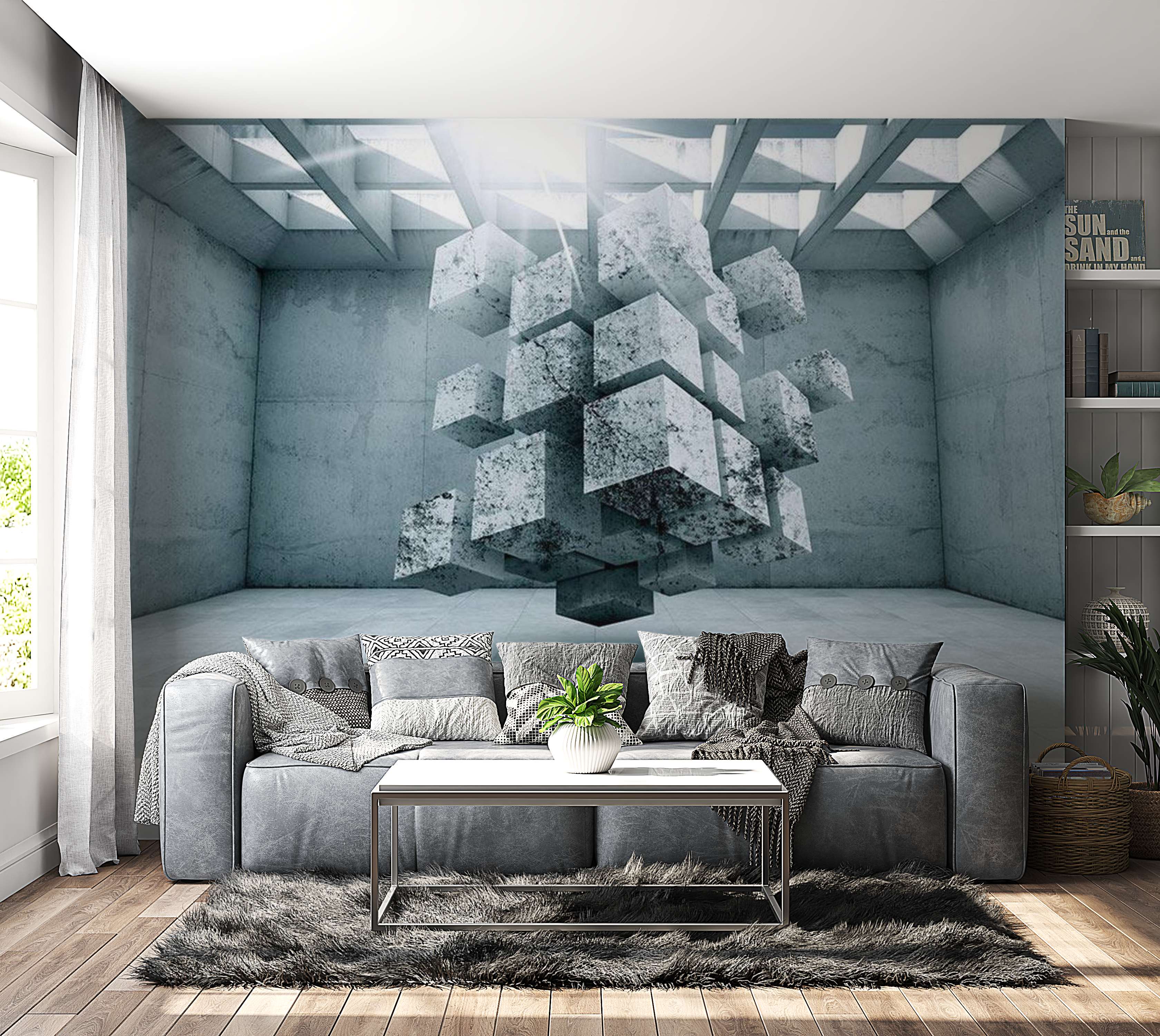 3D Illusion Wallpaper Wall Mural - Trapped In Space 39"Wx27"H