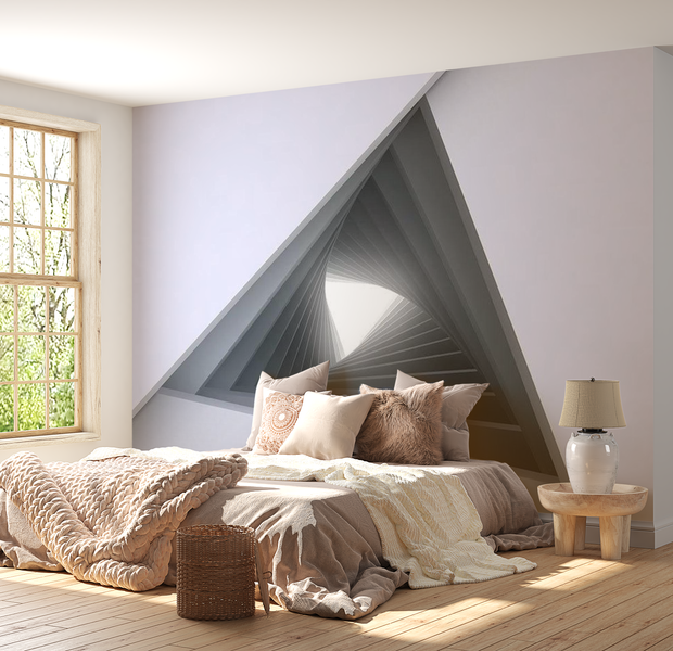 3D Illusion Wallpaper Wall Mural - Triangle Tunnel