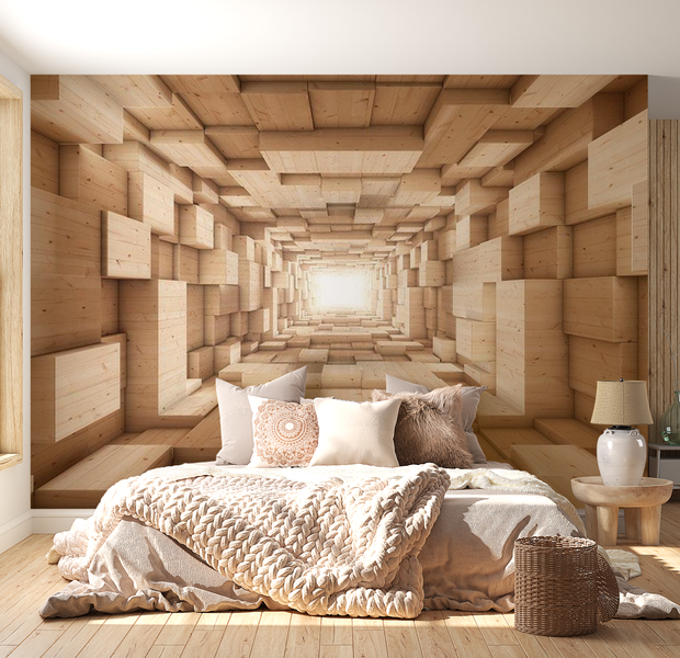 3D Illusion Wallpaper Wall Mural - Upwards Tunnel