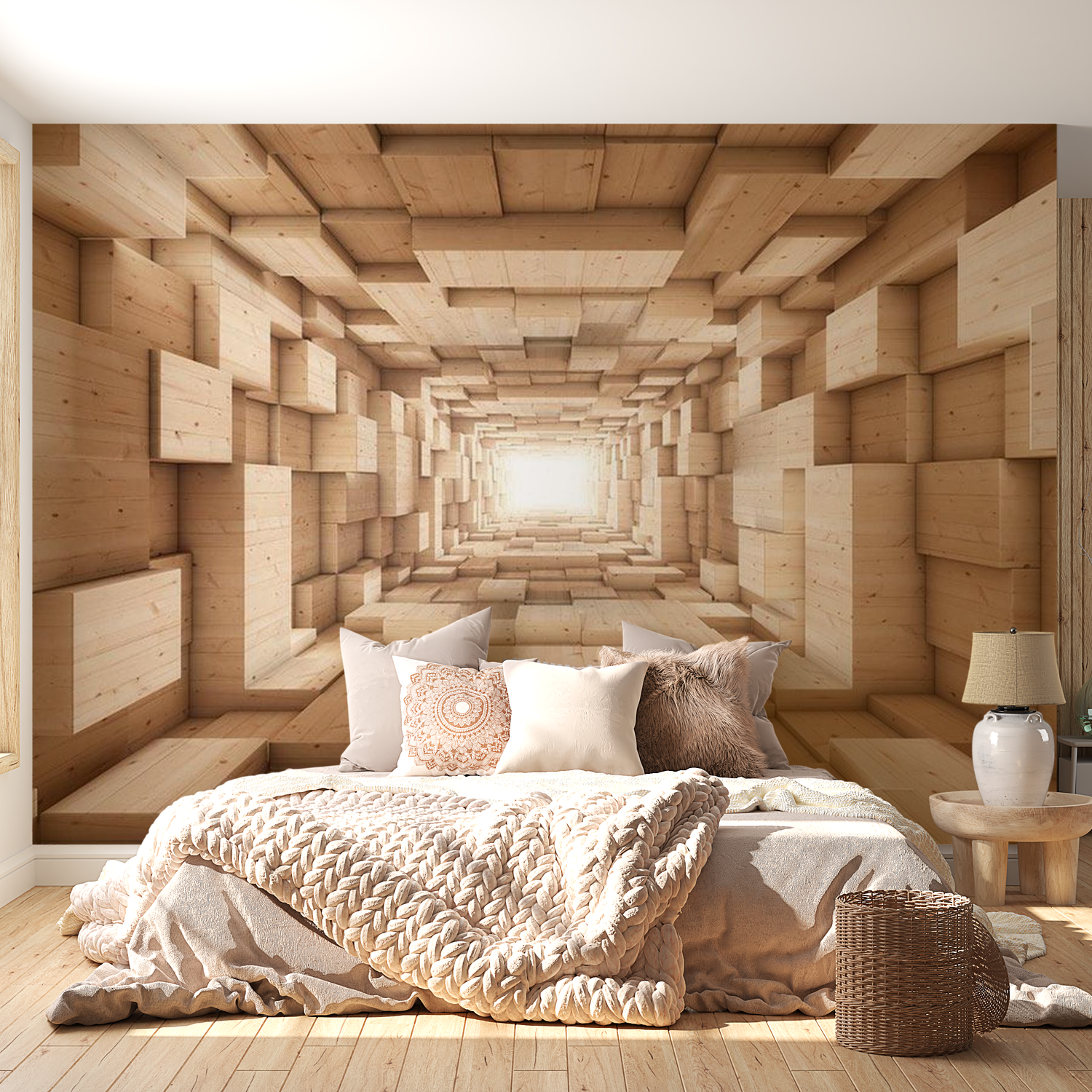 3D Illusion Wallpaper Wall Mural - Upwards Tunnel 39"Wx27"H