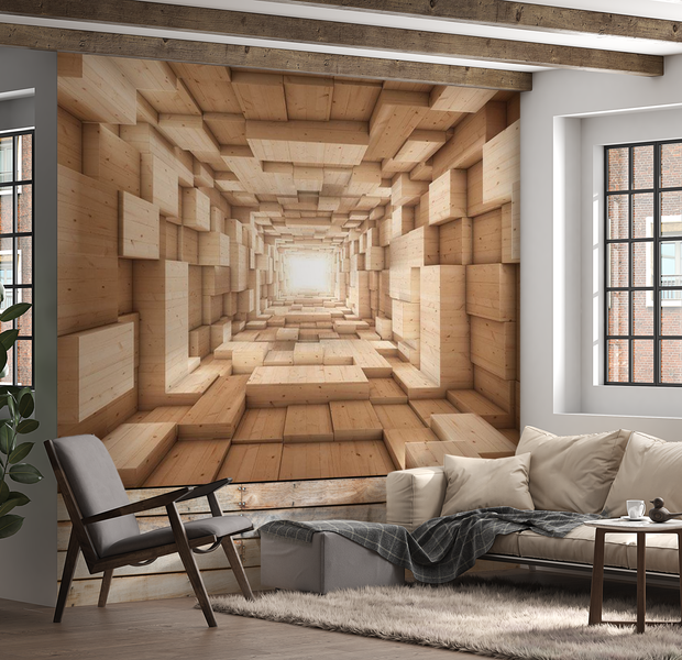 3D Illusion Wallpaper Wall Mural - Upwards Tunnel 39"Wx27"H