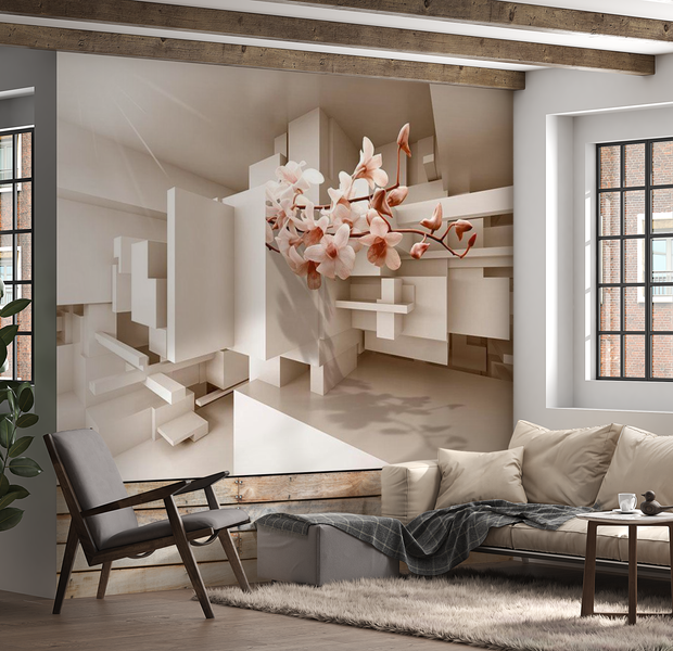 3D Illusion Wallpaper Wall Mural - Urban Botany 39"Wx27"H