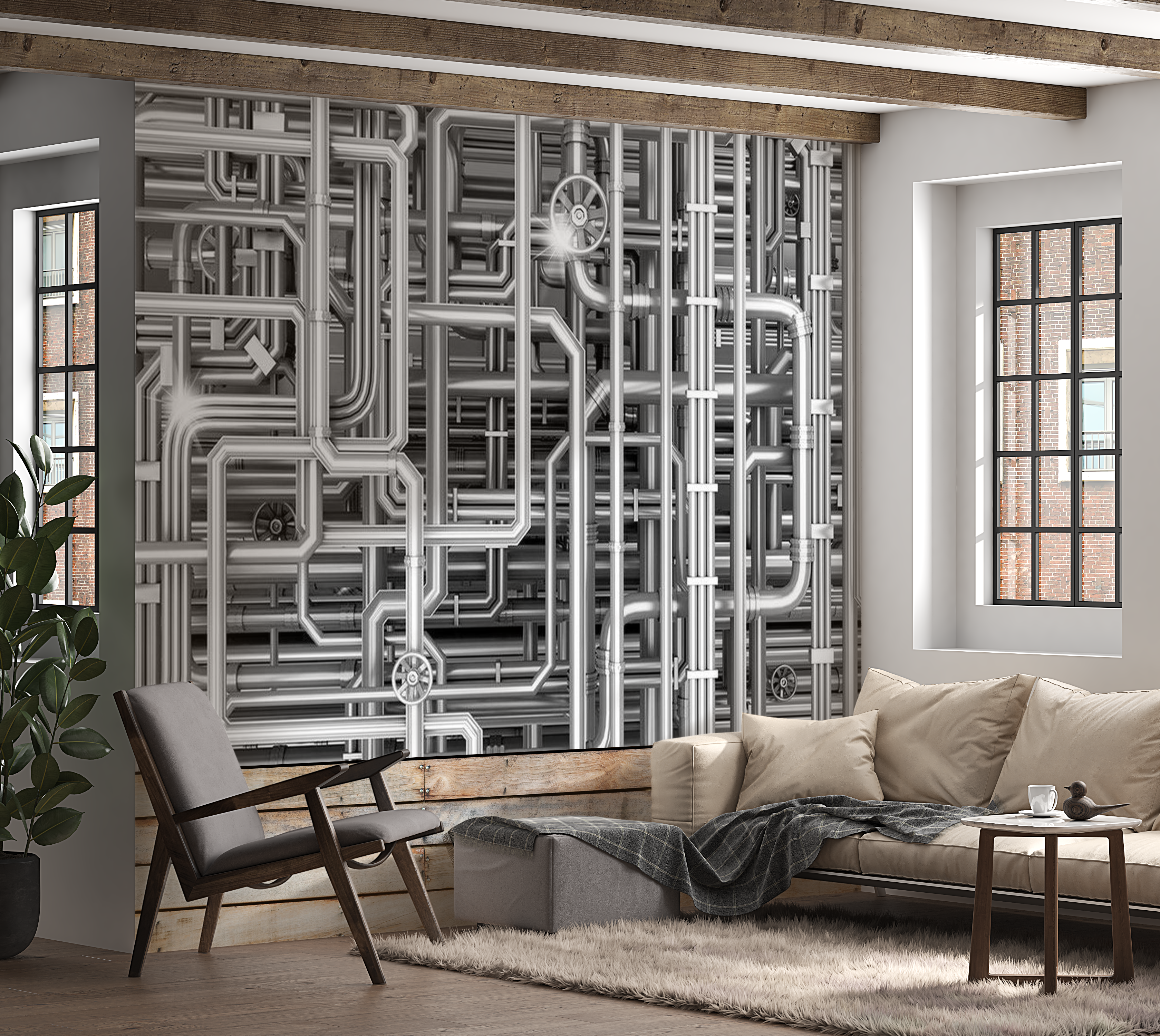 3D Illusion Wallpaper Wall Mural - Urban Maze 39"Wx27"H