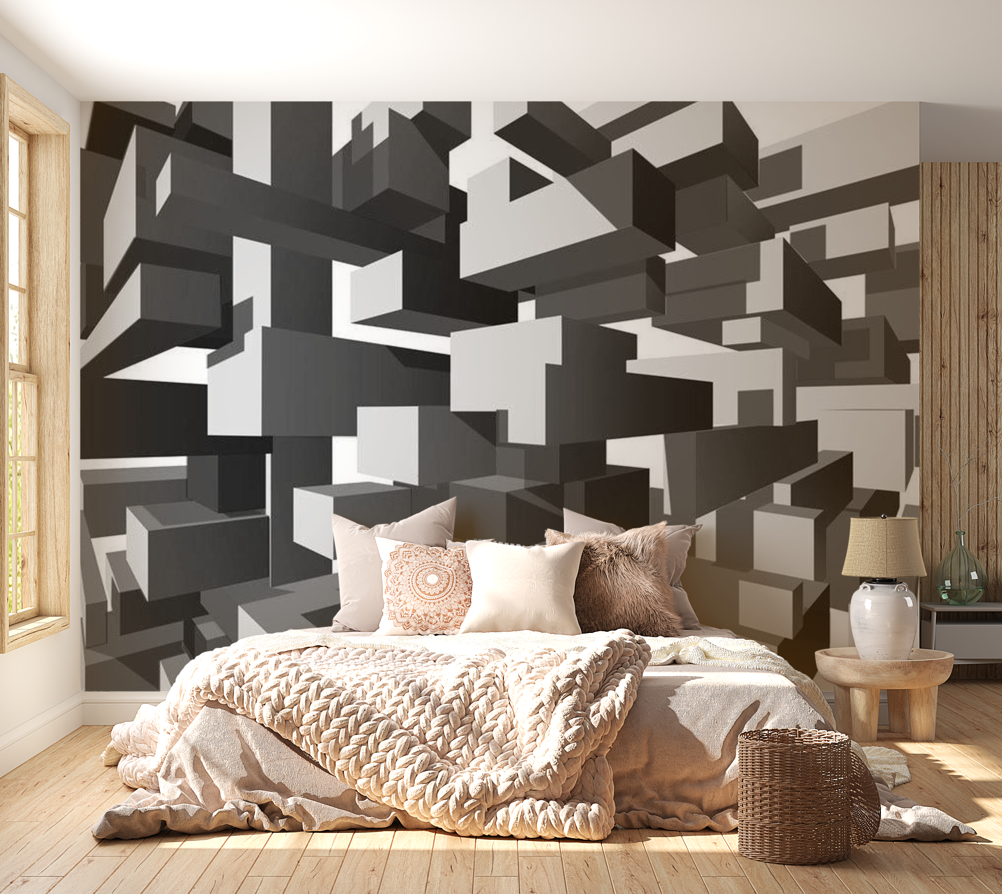 3D Illusion Wallpaper Wall Mural - Urban Unfolding