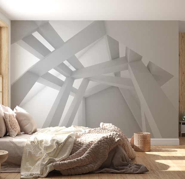 3D Illusion Wallpaper Wall Mural - White Construction 39"Wx27"H