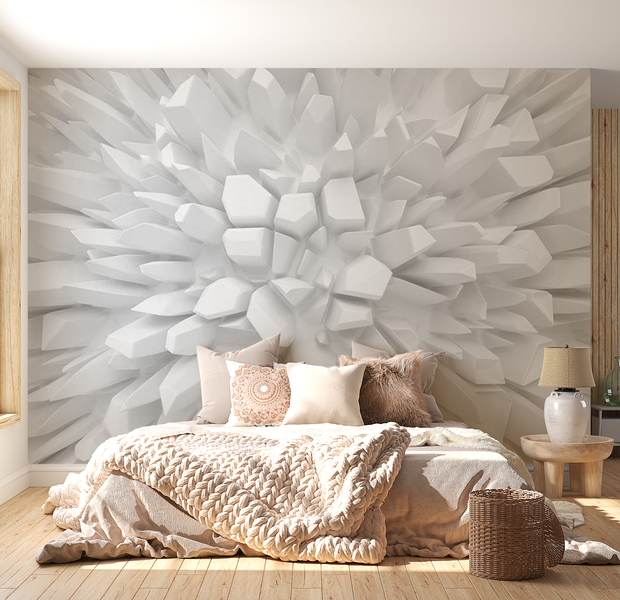 3D Illusion Wallpaper Wall Mural - White Dahlia