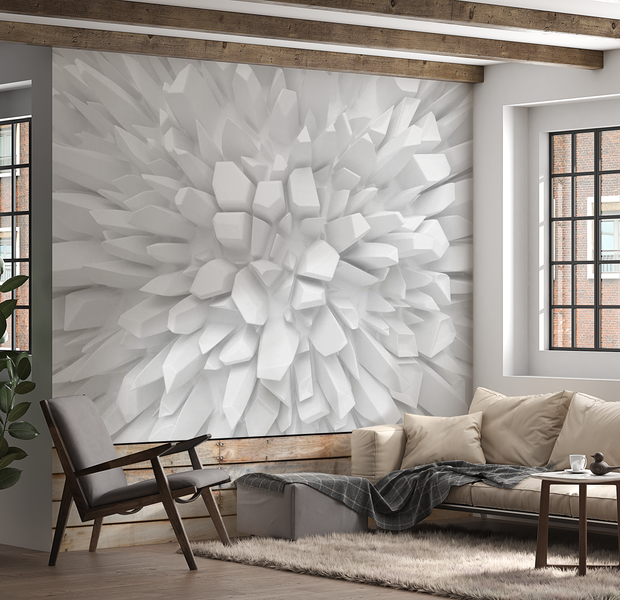 3D Illusion Wallpaper Wall Mural - White Dahlia 39"Wx27"H