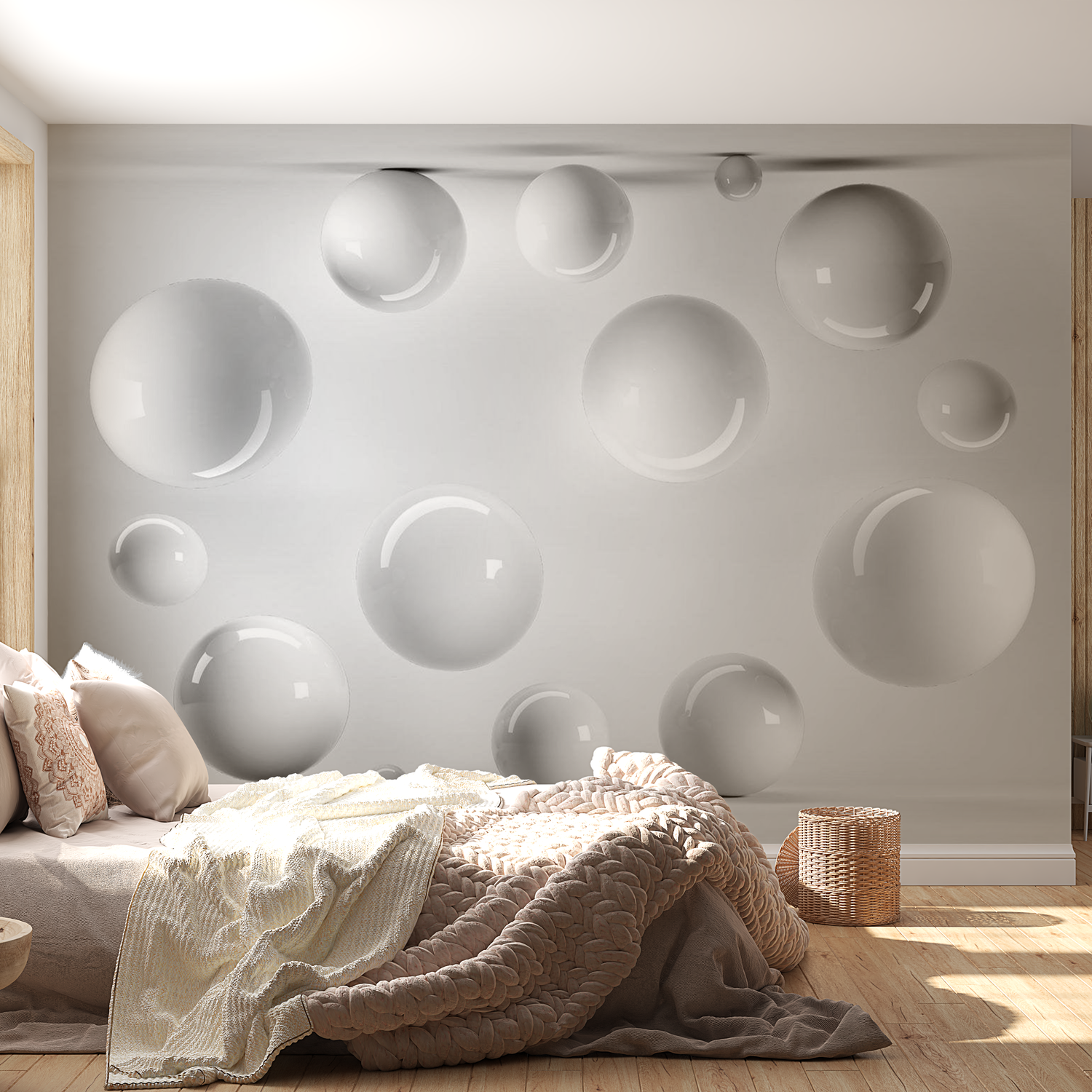 3D Illusion Wallpaper Wall Mural - Balls 39"Wx27"H