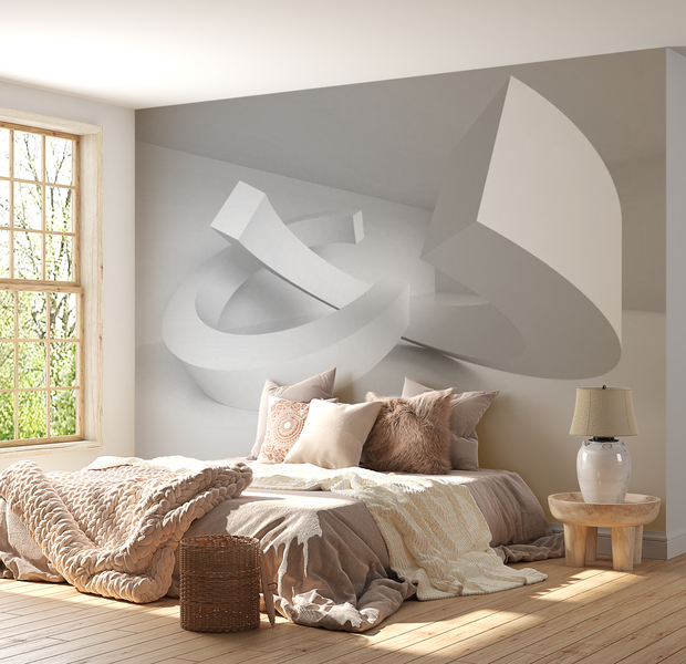 3D Illusion Wallpaper Wall Mural - White Duet