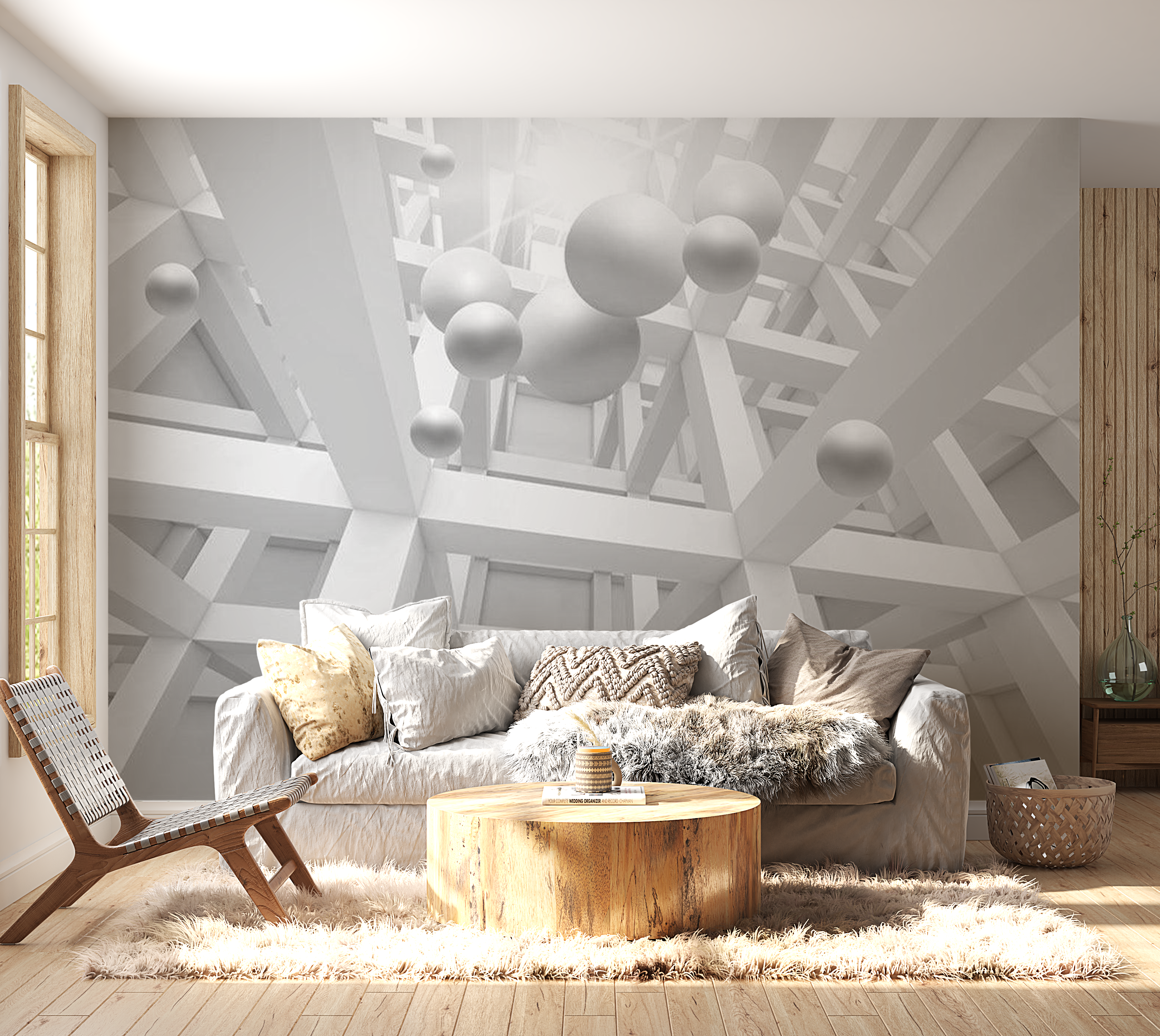 3D Illusion Wallpaper Wall Mural - White Enclave