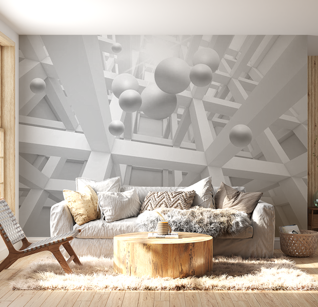 3D Illusion Wallpaper Wall Mural - White Enclave