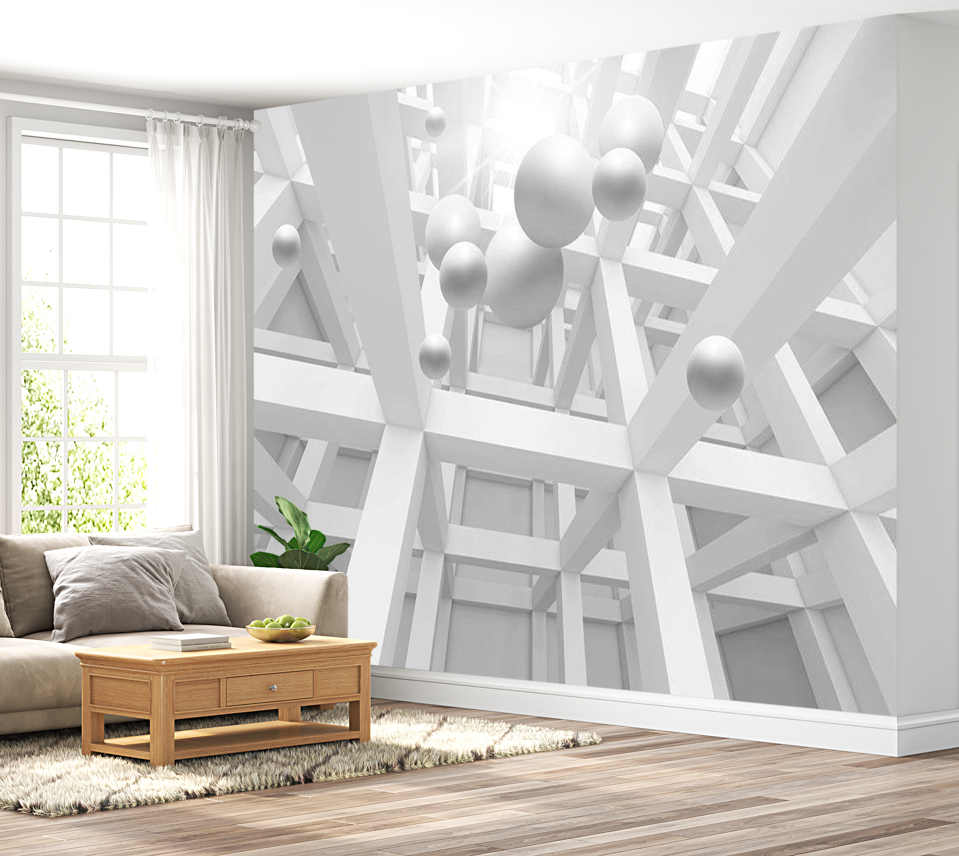 3D Illusion Wallpaper Wall Mural - White Enclave 39"Wx27"H