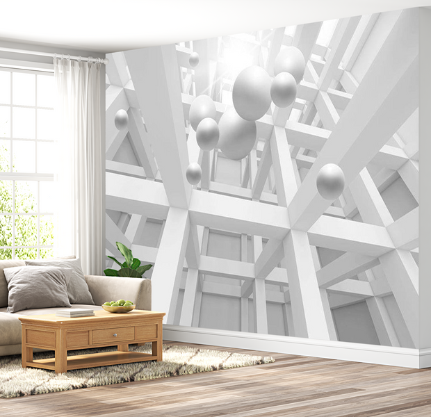 3D Illusion Wallpaper Wall Mural - White Enclave 39"Wx27"H