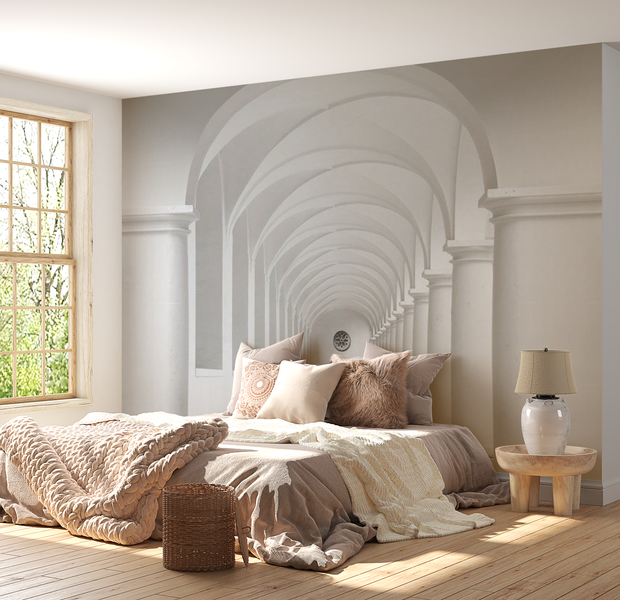 3D Illusion Wallpaper Wall Mural - White Hallway