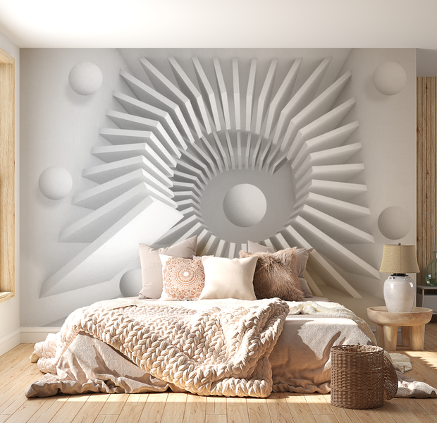 3D Illusion Wallpaper Wall Mural - White Jigsaw