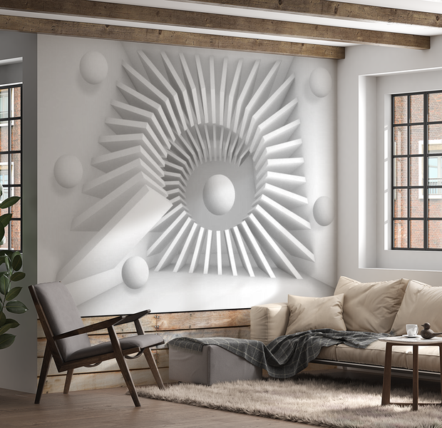 3D Illusion Wallpaper Wall Mural - White Jigsaw 39"Wx27"H