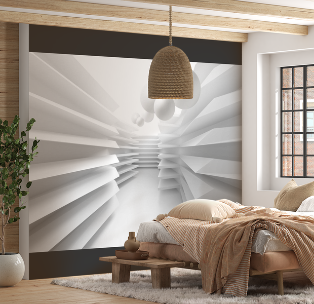 3D Illusion Wallpaper Wall Mural - White Maze 39"Wx27"H