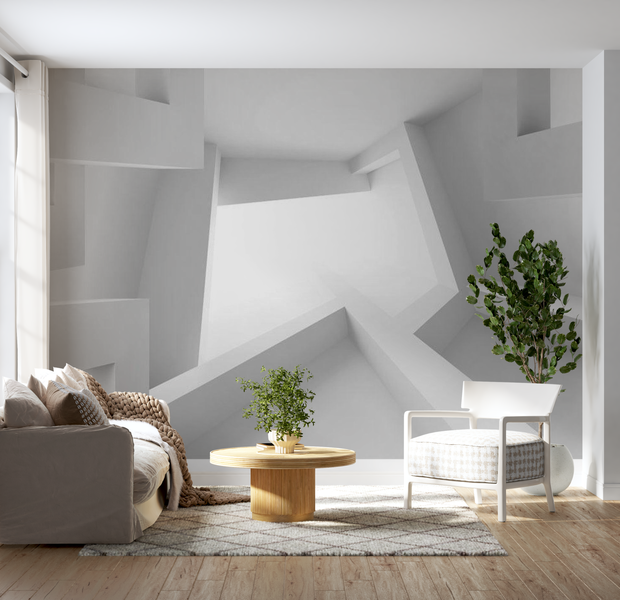3D Illusion Wallpaper Wall Mural - White Room 39"Wx27"H