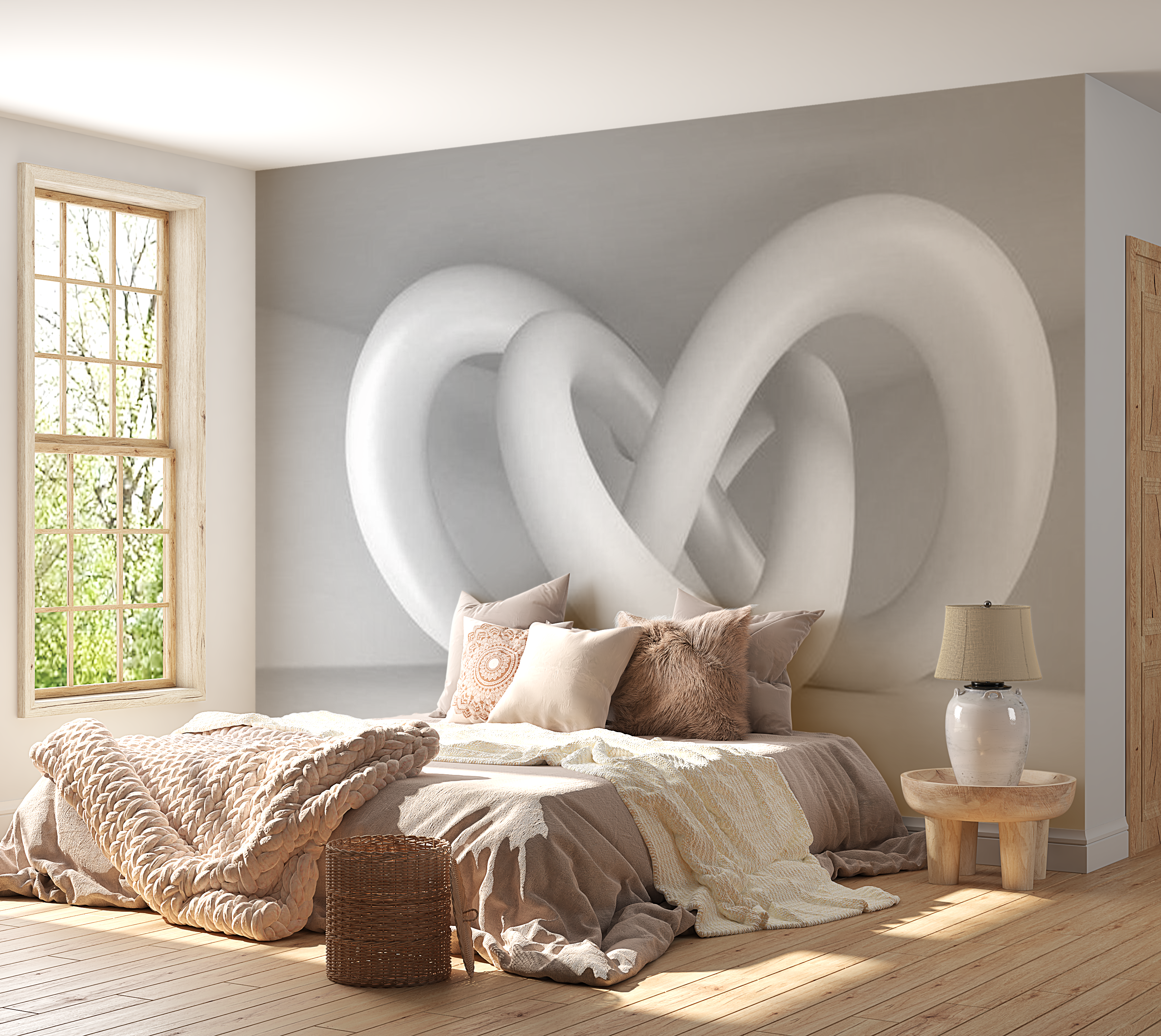 3D Illusion Wallpaper Wall Mural - White Weave