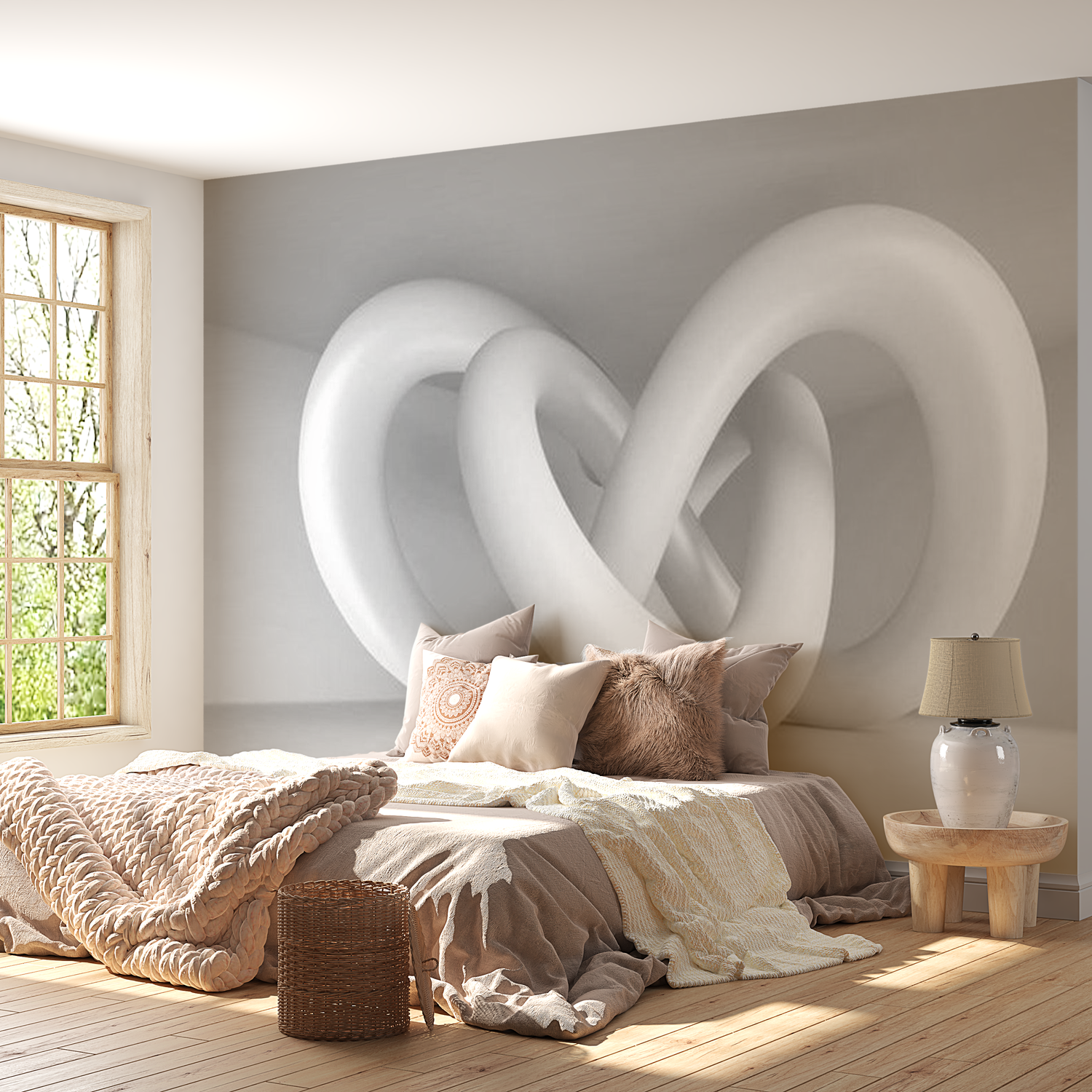 3D Illusion Wallpaper Wall Mural - White Weave 39"Wx27"H