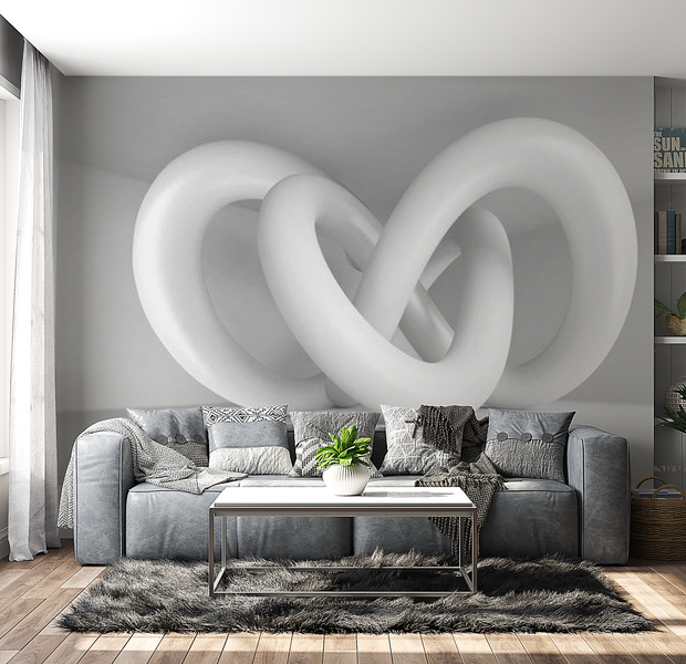 3D Illusion Wallpaper Wall Mural - White Weave 39"Wx27"H