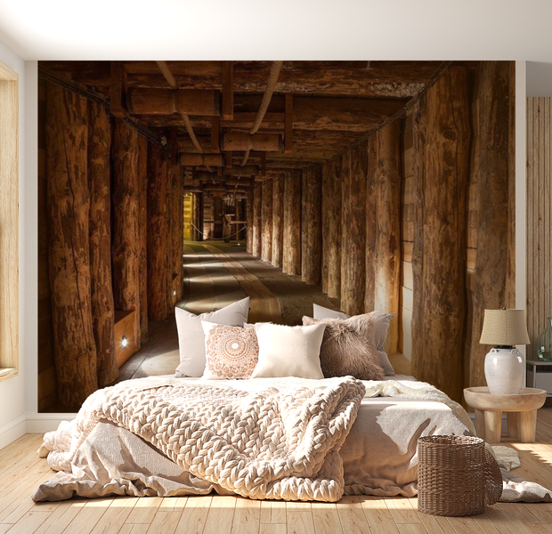 3D Illusion Wallpaper Wall Mural - Wooden Passage