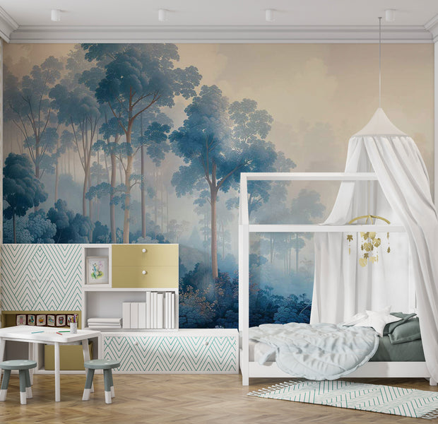 Peel & Stick Kids Wall Mural - Fairy-Tale Blue Forest