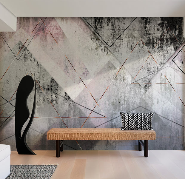 Abstract Wallpaper Wall Mural - Abstract Geometric Concrete Art 39"Wx27"H