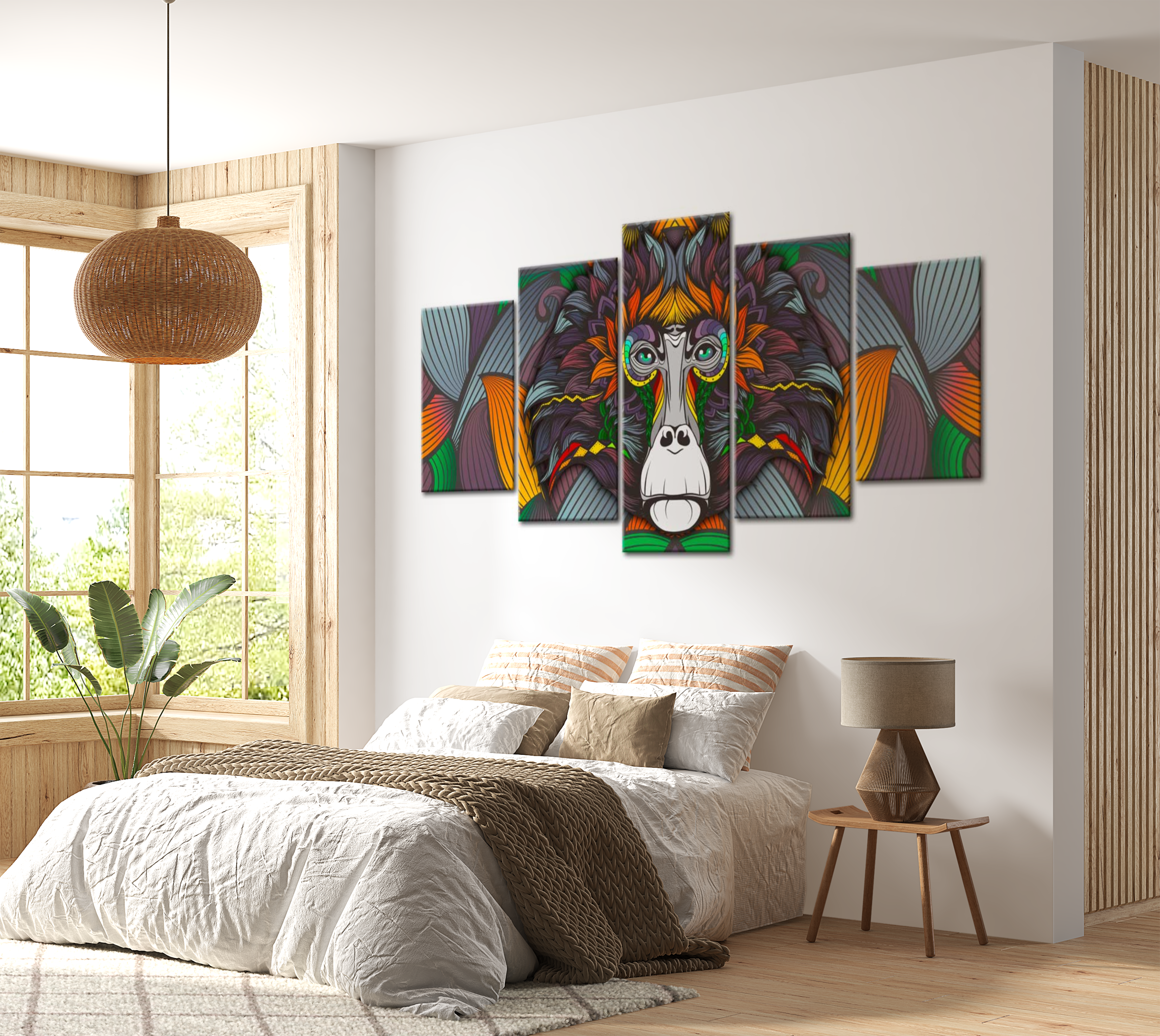 Stretched Canvas Animal Art - Modern Monkey 40"Wx20"H