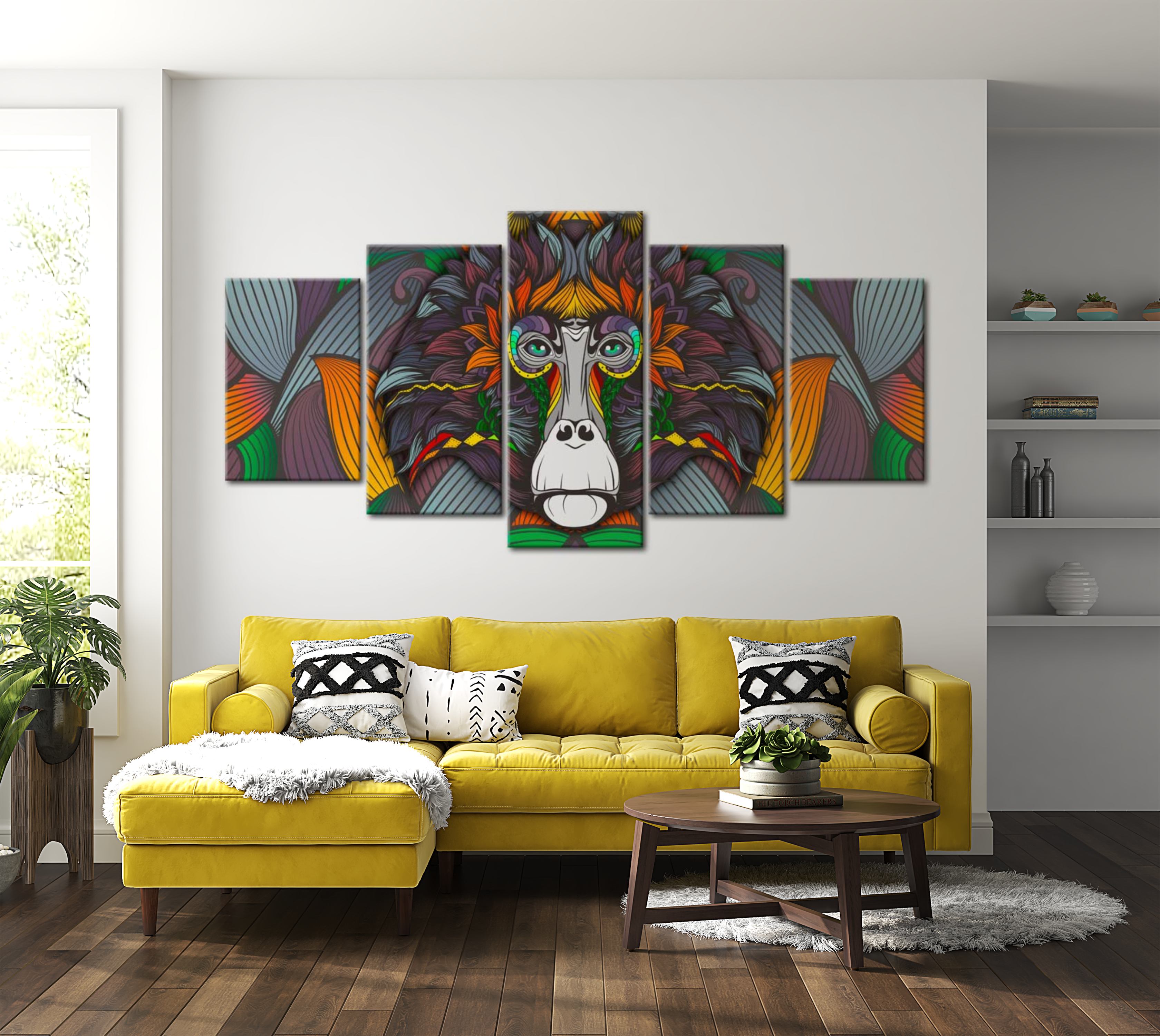 Animal Canvas Wall Art - Modern Monkey - 5 Pieces