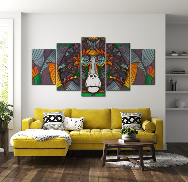 Animal Canvas Wall Art - Modern Monkey - 5 Pieces