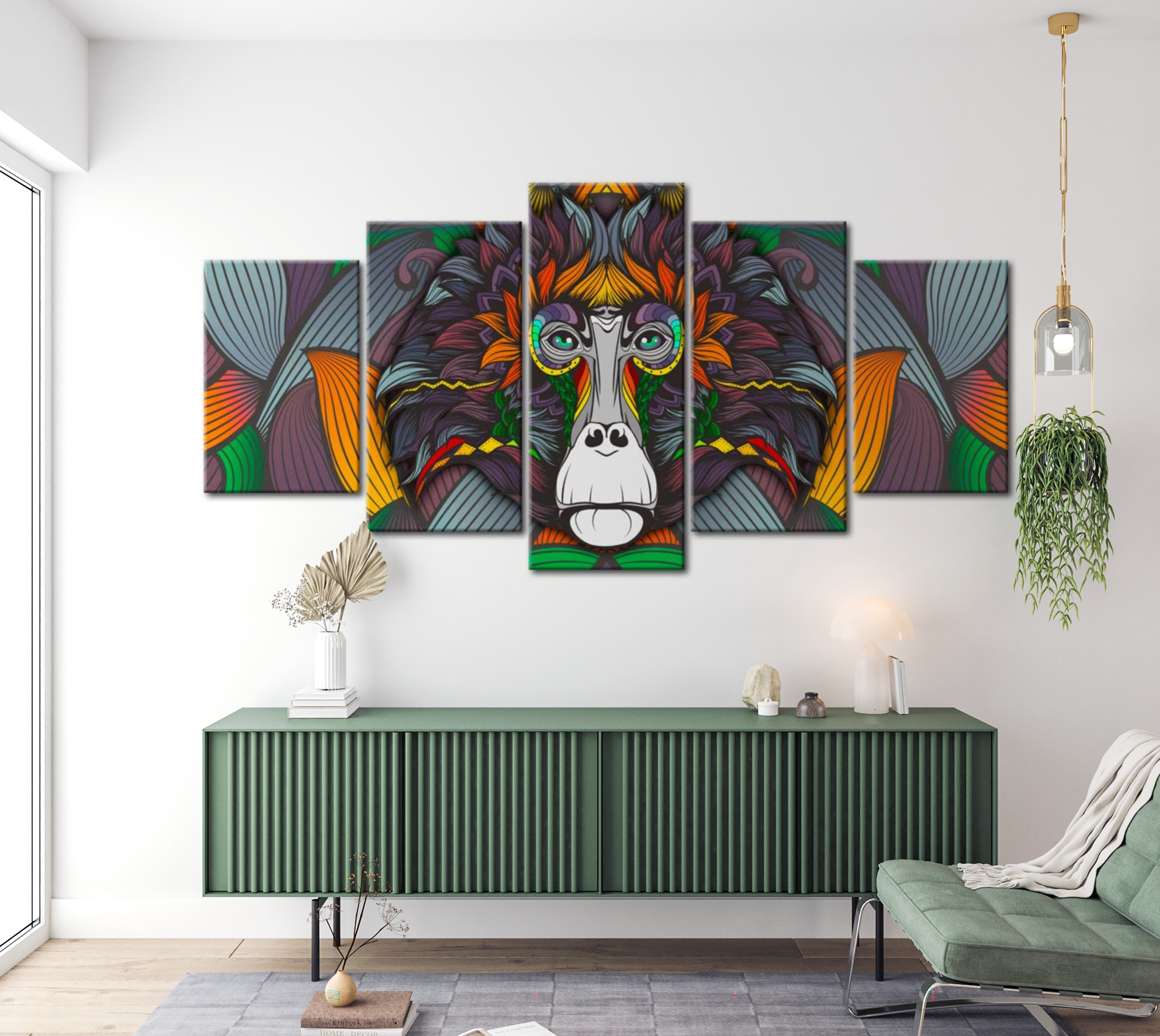 Stretched Canvas Animal Art - Modern Monkey 40"Wx20"H