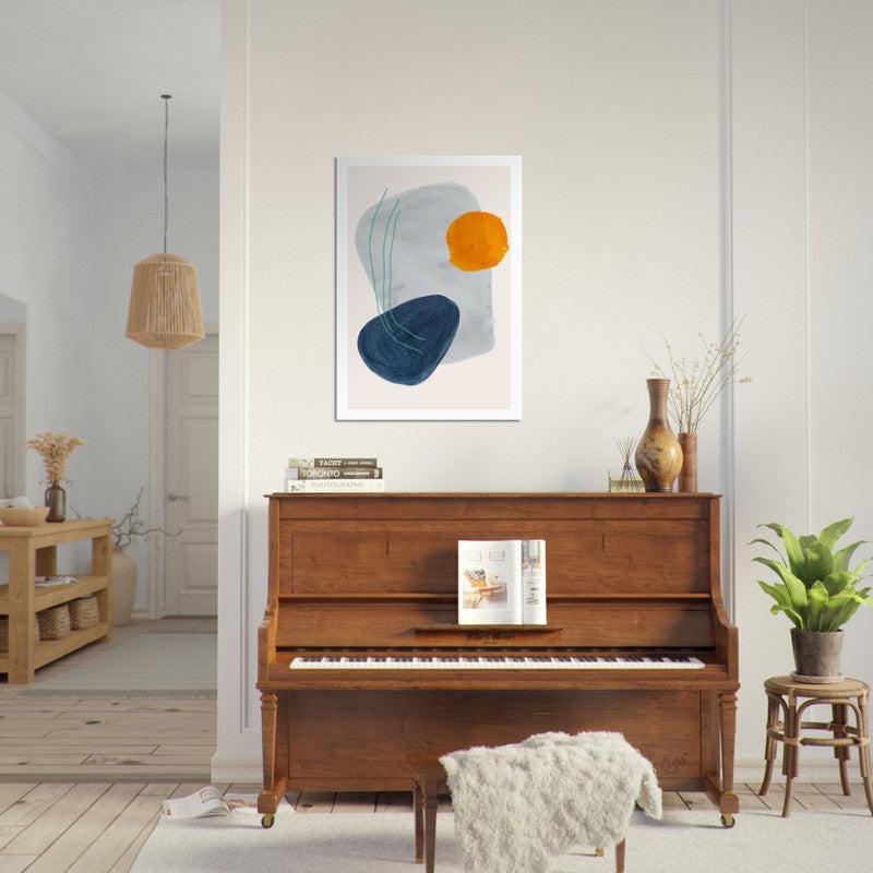 Blue Orange Shapes Abstract Poster 01