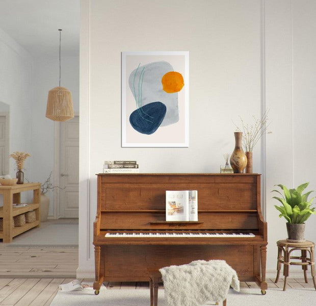 Blue Orange Shapes Abstract Poster 01