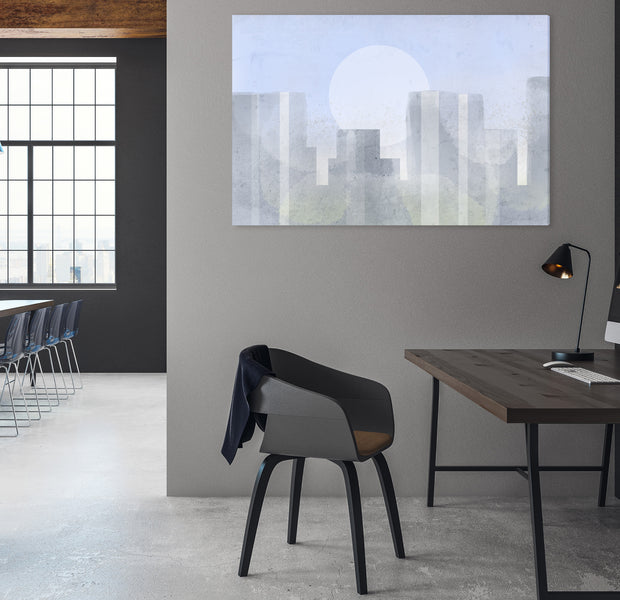 Abstract Canvas Wall Art - Modern City Morning