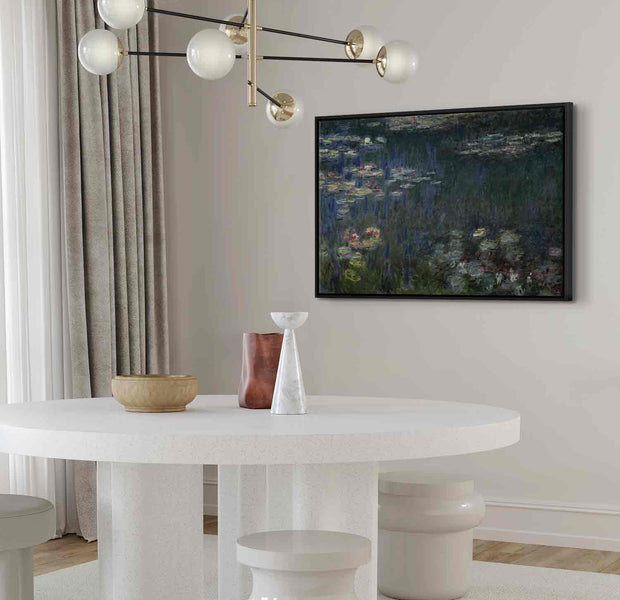 Floating Framed Canvas Art - Waterlilies Green Reflections - Claude Monet