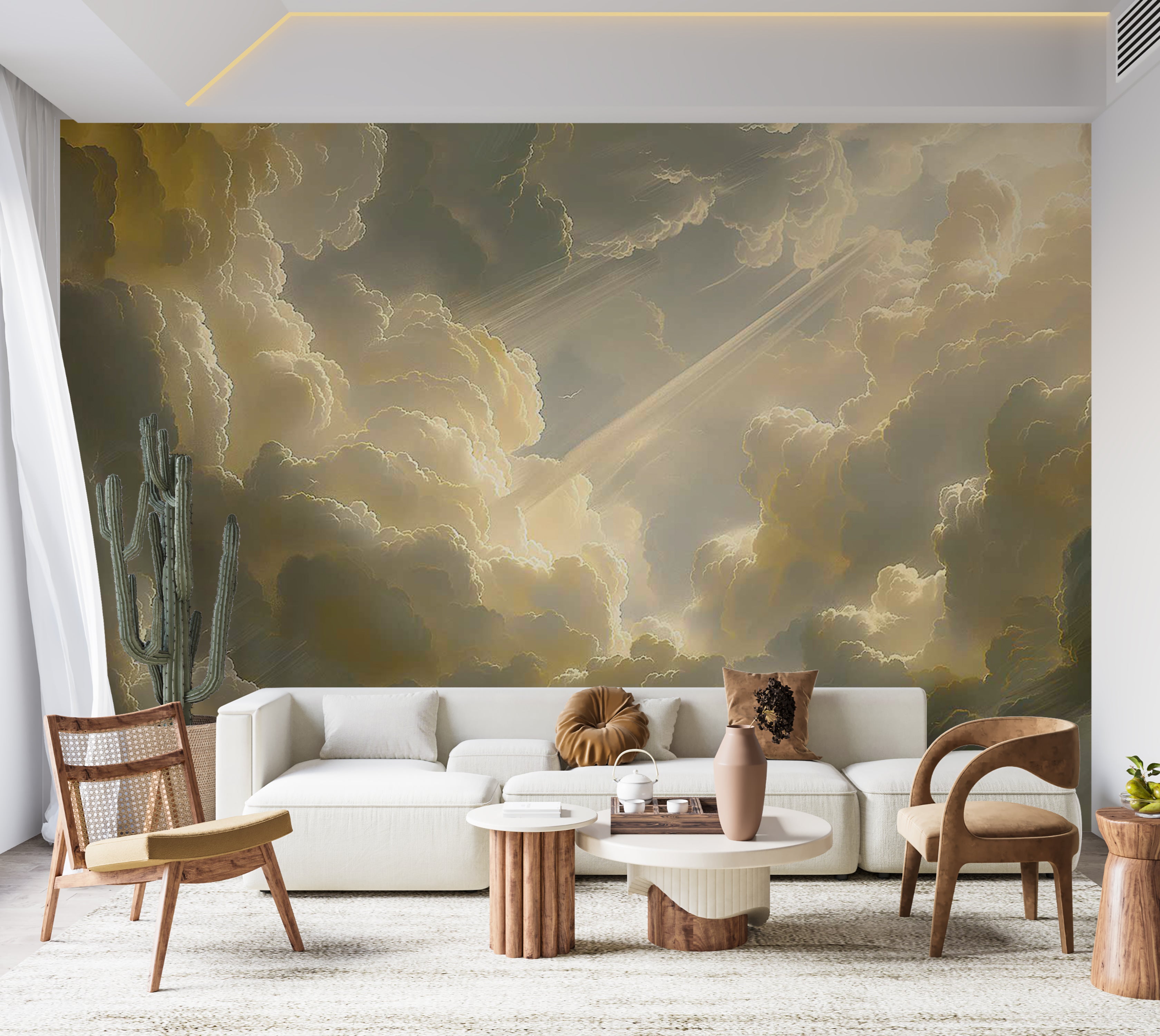 Peel & Stick Wall Mural - Cloudy Morning Sunshine 38"Wx27"H