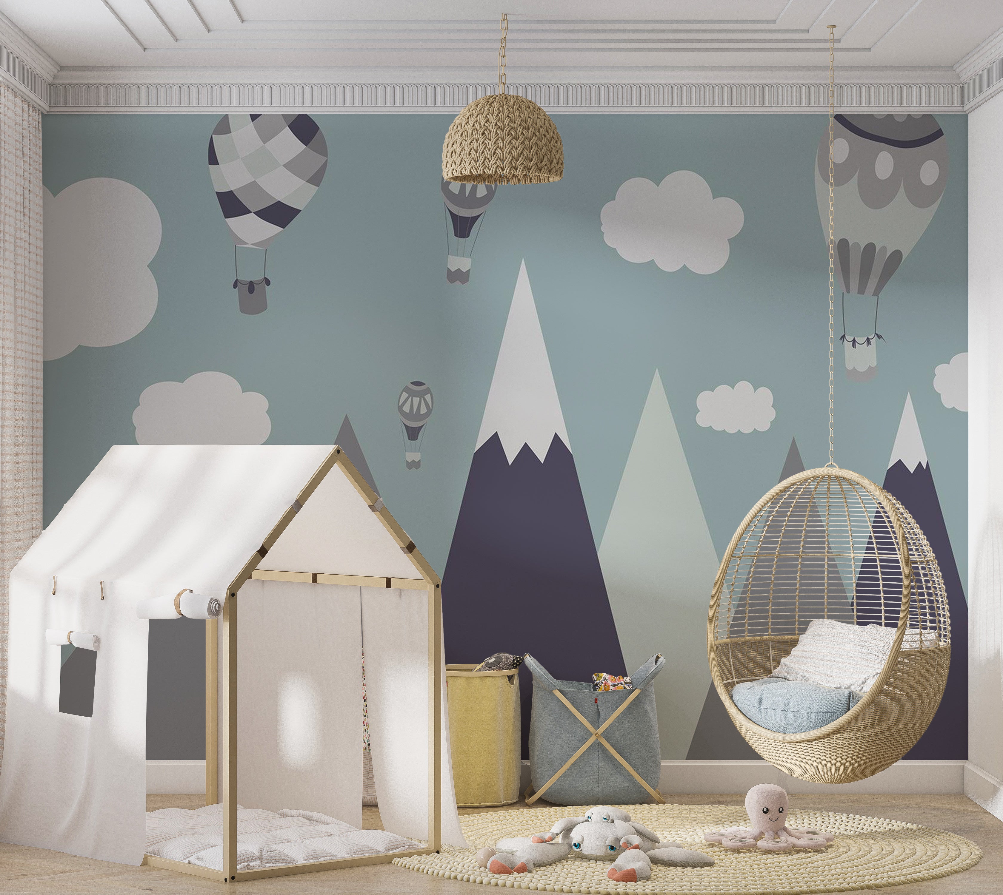 Kids Wallpaper Wall Mural - Balloon Land 39"Wx27"H / Standard