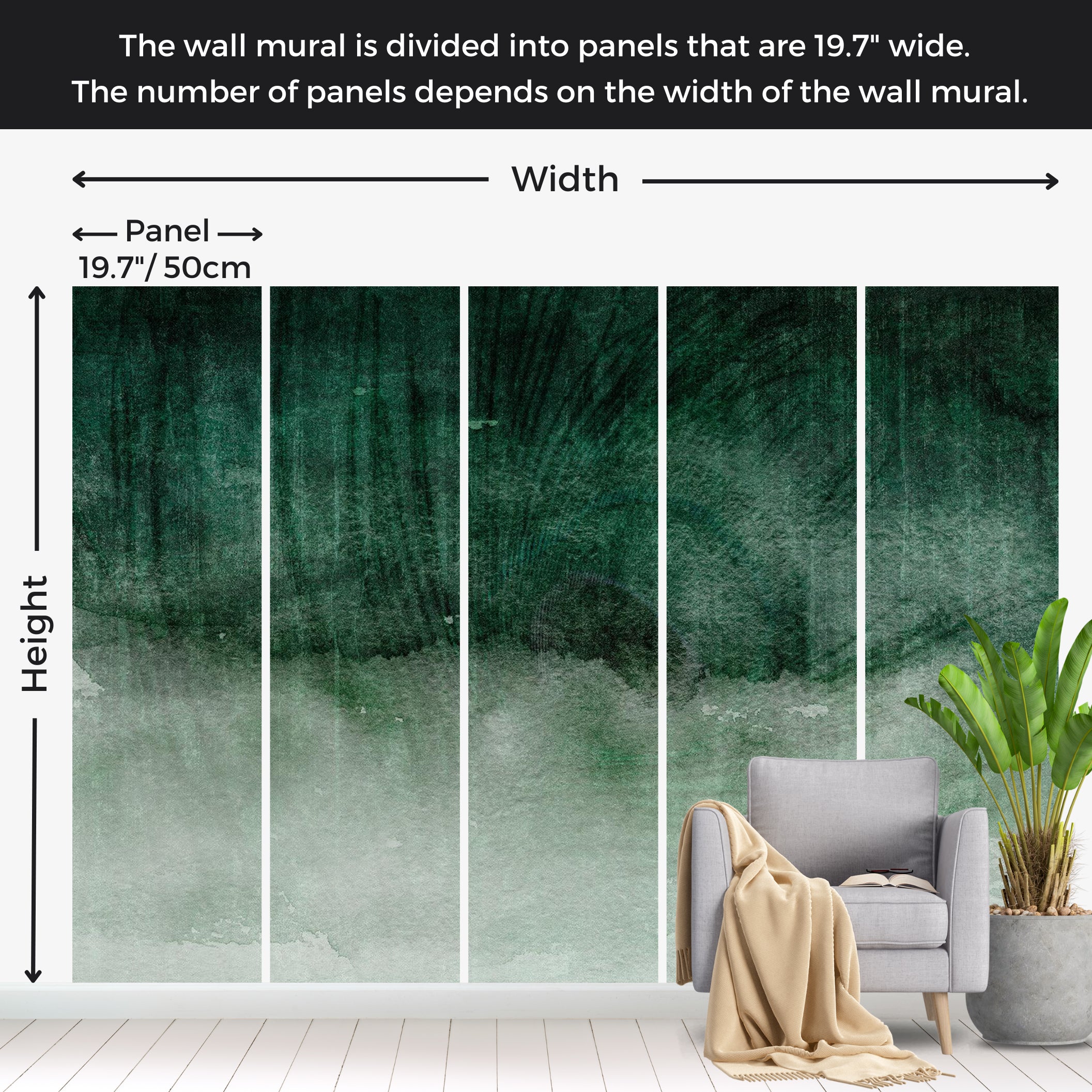 Surface Texture Wallpaper Wall Mural - Green Concrete Expression 39"Wx27"H / Standard