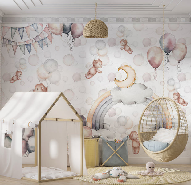 Kids Wallpaper Wall Mural - Bears in The Sky 39"Wx27"H / Standard