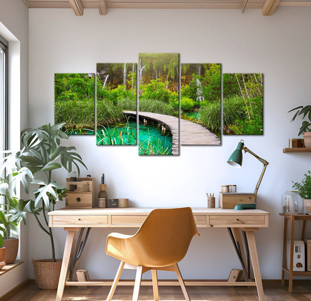 Stretched Canvas Landscape Art - Emerald Trail 40"Wx20"H