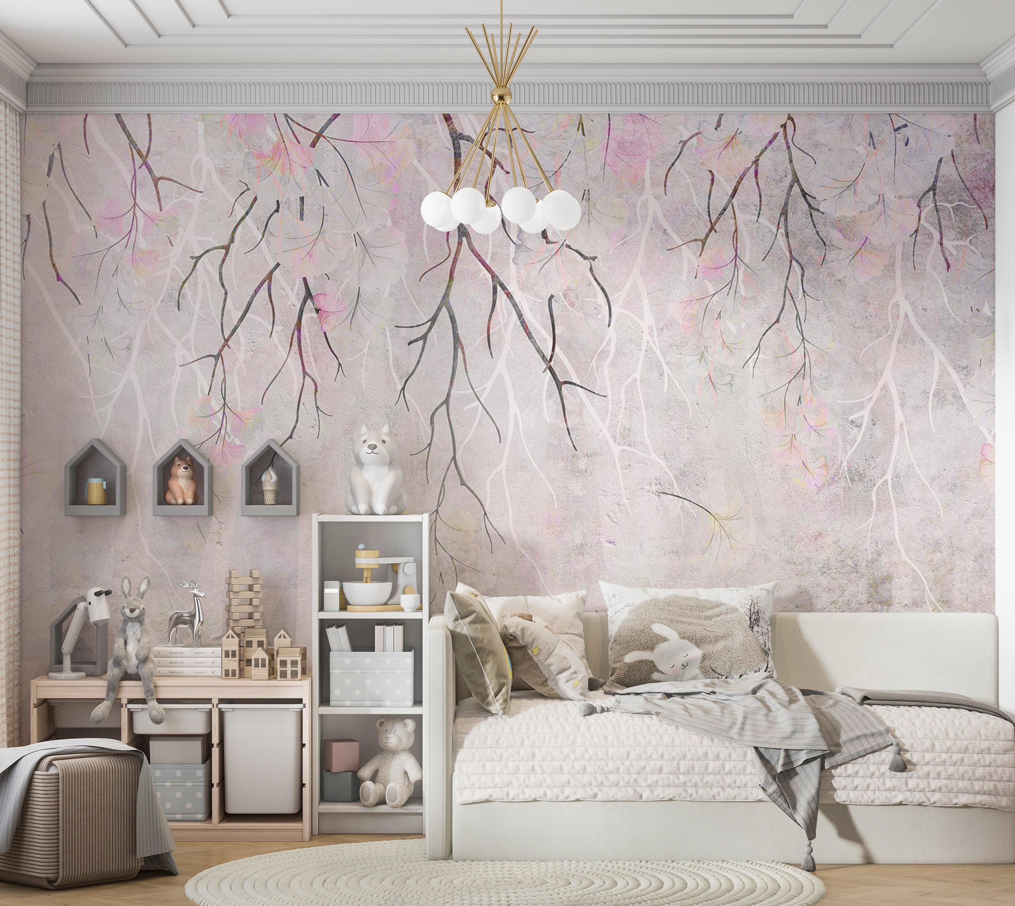 Floral Wallpaper Wall Mural - Pink Fun 39"Wx27"H / Standard