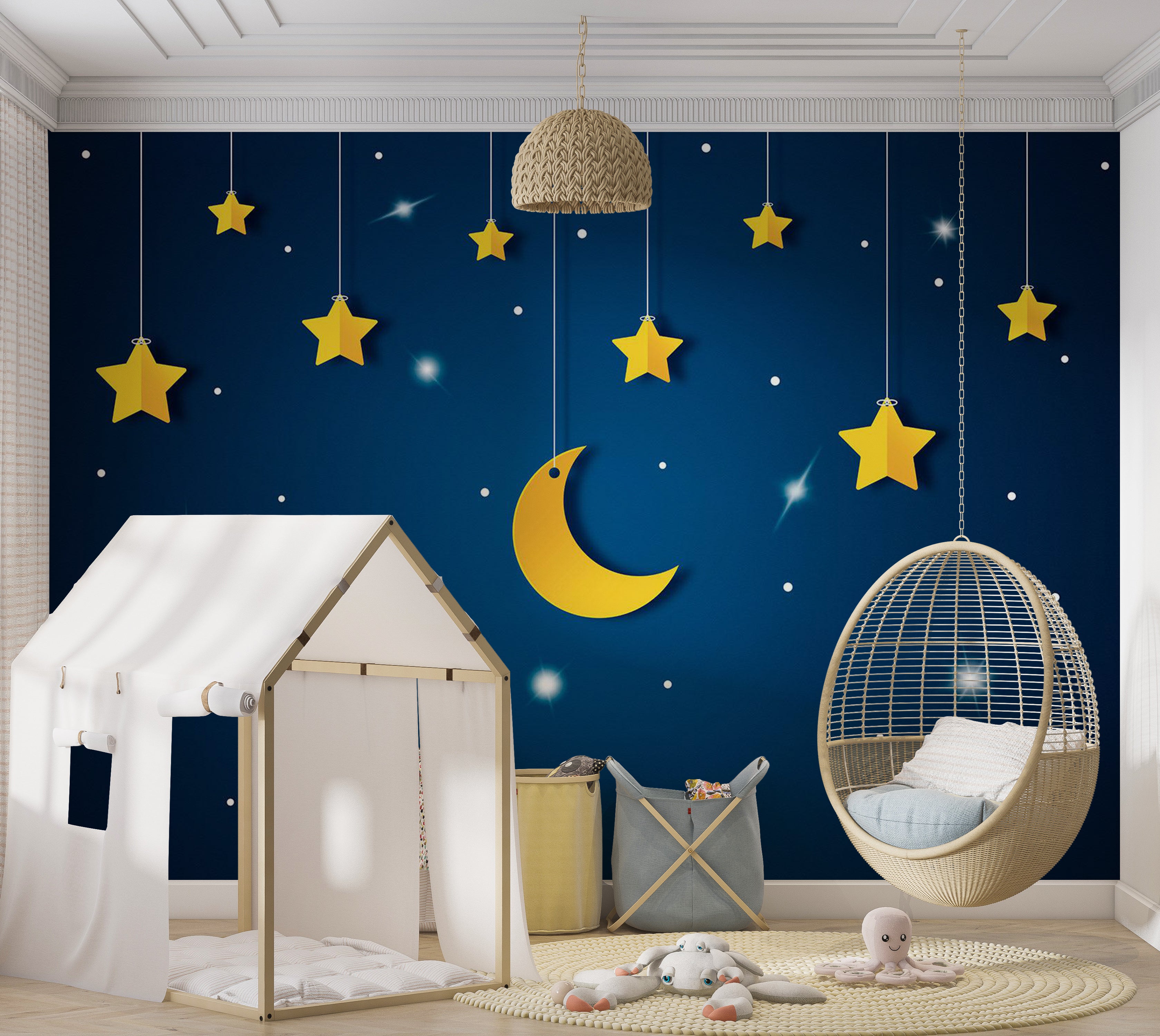 Kids Wallpaper Wall Mural - Blue Night Sky 39"Wx27"H / Standard