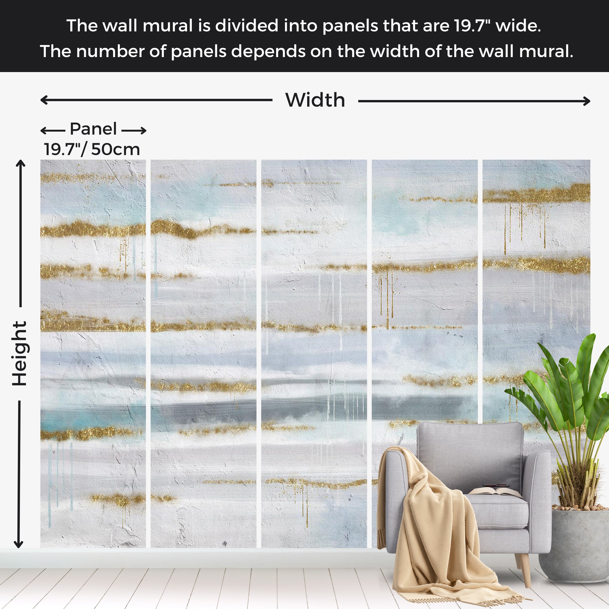 Surface Texture Wallpaper Wall Mural - Modern Gold Sparkle Wall 39"Wx27"H / Standard
