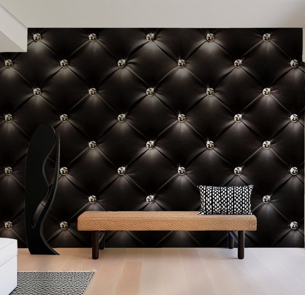 Background & Patterns Wallpaper Wall Mural - Black Glam Chesterfield Pattern 39"Wx27"H
