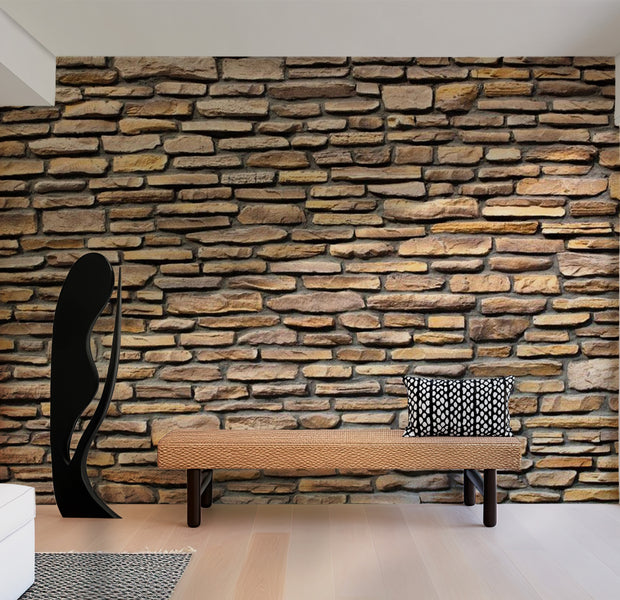 Background & Patterns Wallpaper Wall Mural - Uneven Stacked Brick Wall 118"Wx90"H