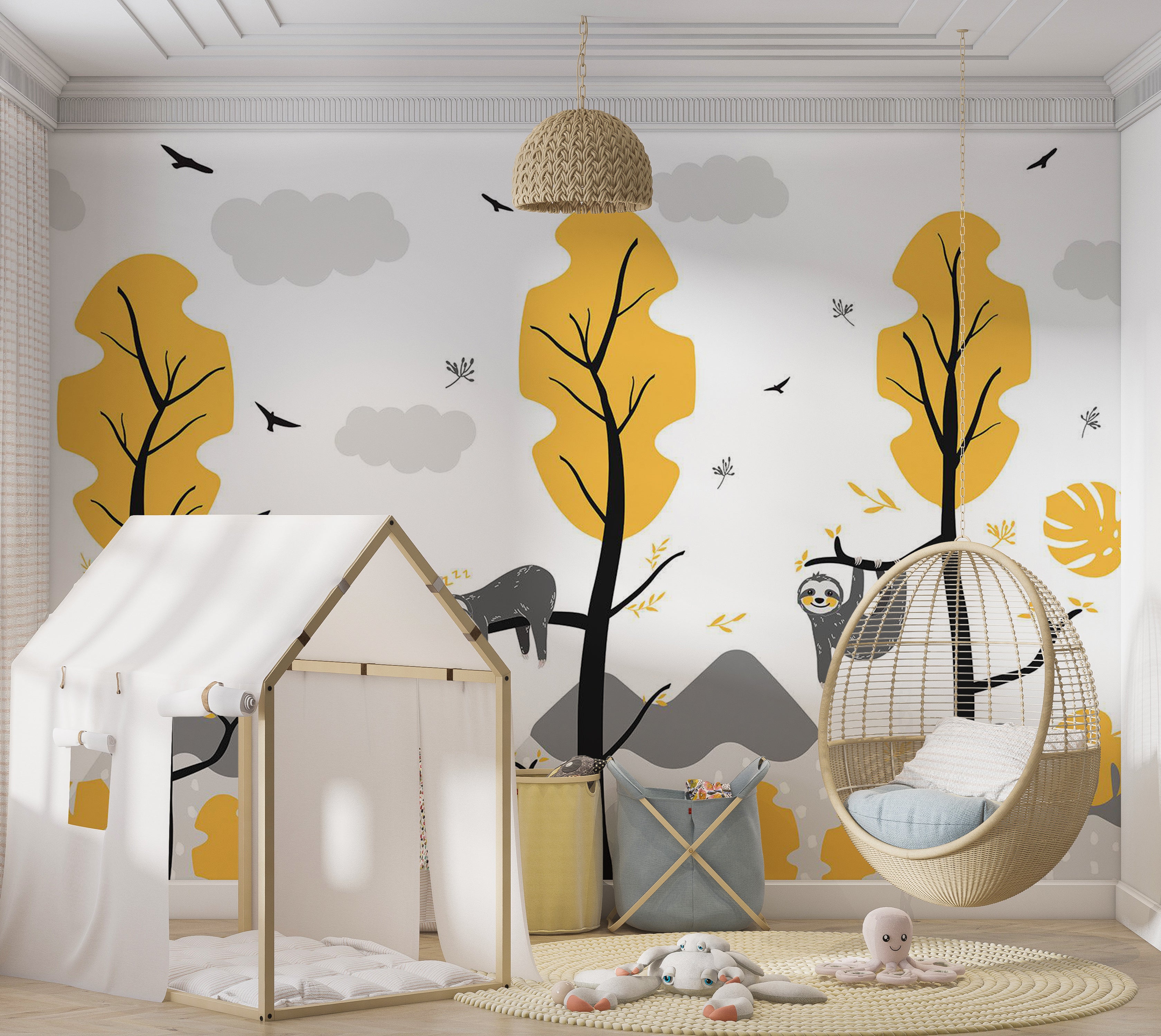 Kids Wallpaper Wall Mural - Cute Sloths 39"Wx27"H / Standard