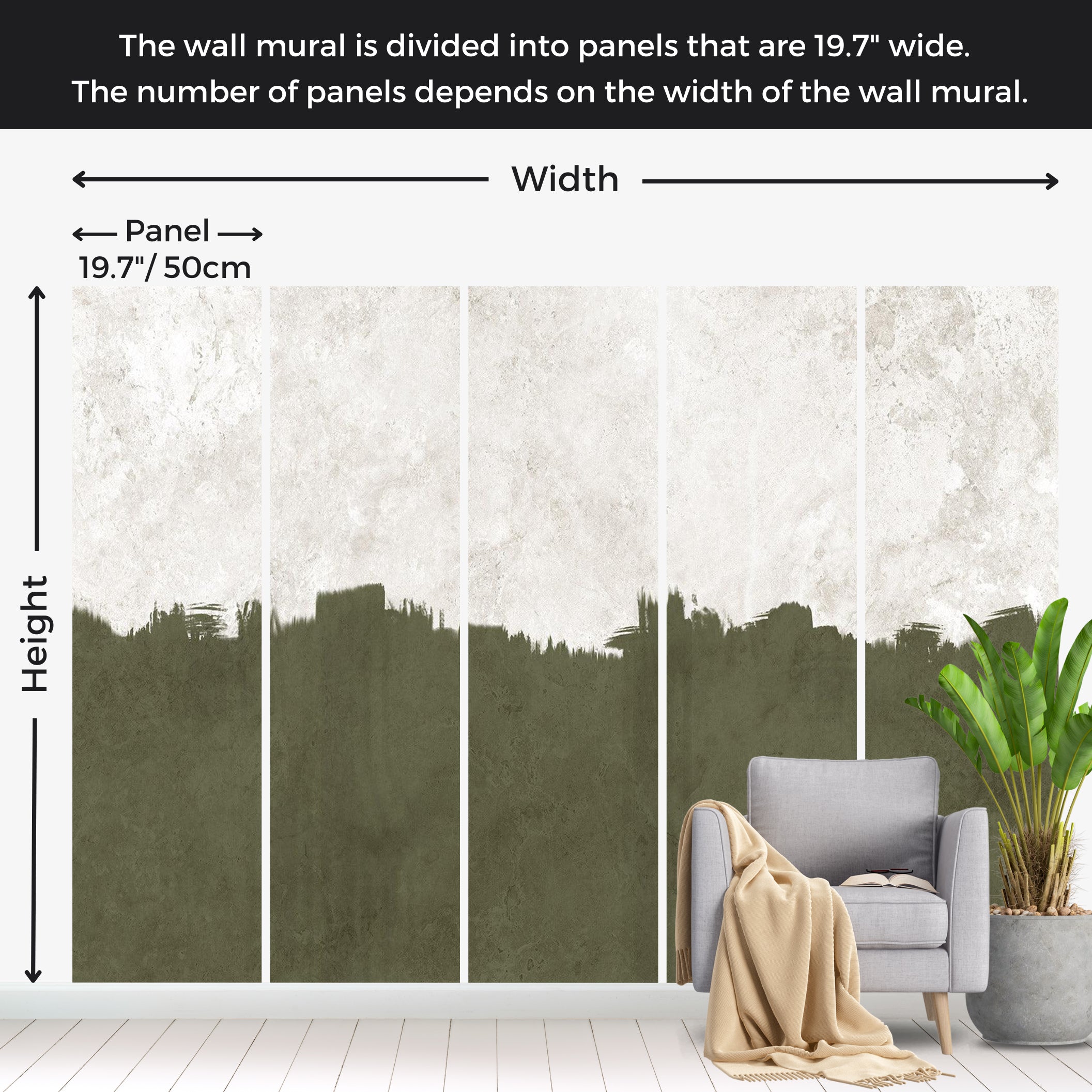Surface Texture Wallpaper Wall Mural - Olive Green And Grey 39"Wx27"H / Standard